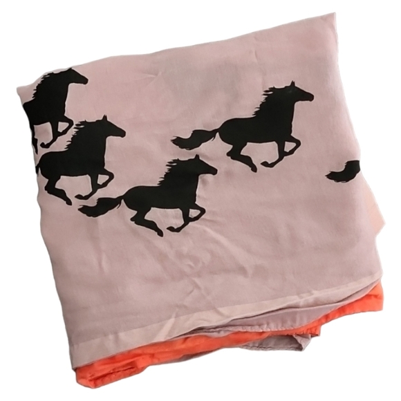 VINTAGE EQUESTRIAN Oversized Wrap Scarf Throw Cover Neon Ombre Horses Stallions - Picture 13 of 15